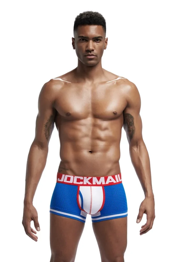 JOCKMAIL - 4-Pack Blue, White & Red Boxer-Briefs - Image 4