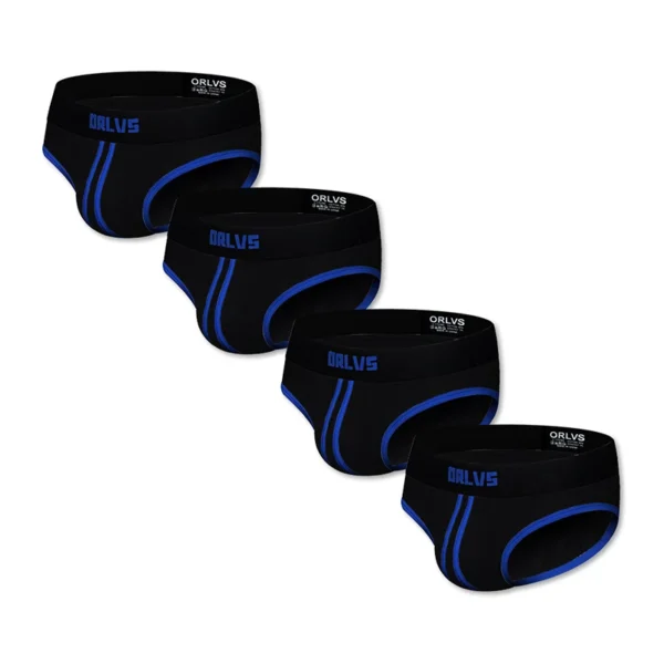 ORLVS - 4 Pack Black & Blue Striped Briefs