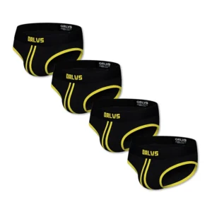 ORLVS - 4 Pack Striped Black & Yellow Briefs