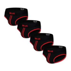 ORLVS - 4 Pack Black & Red Striped Briefs
