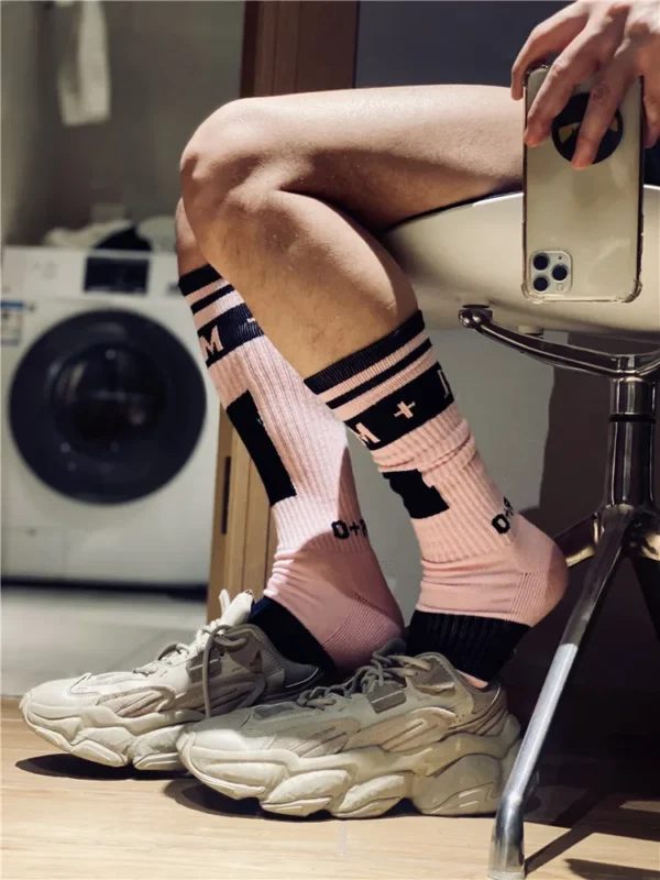 DM Socks - Pink Rugby Style Socks - Image 3