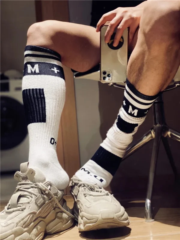 DM Socks - White Rugby Style Socks - Image 3