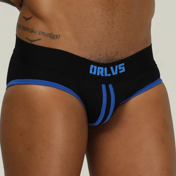 ORLVS - 4 Pack Black & Blue Striped Briefs - Image 2