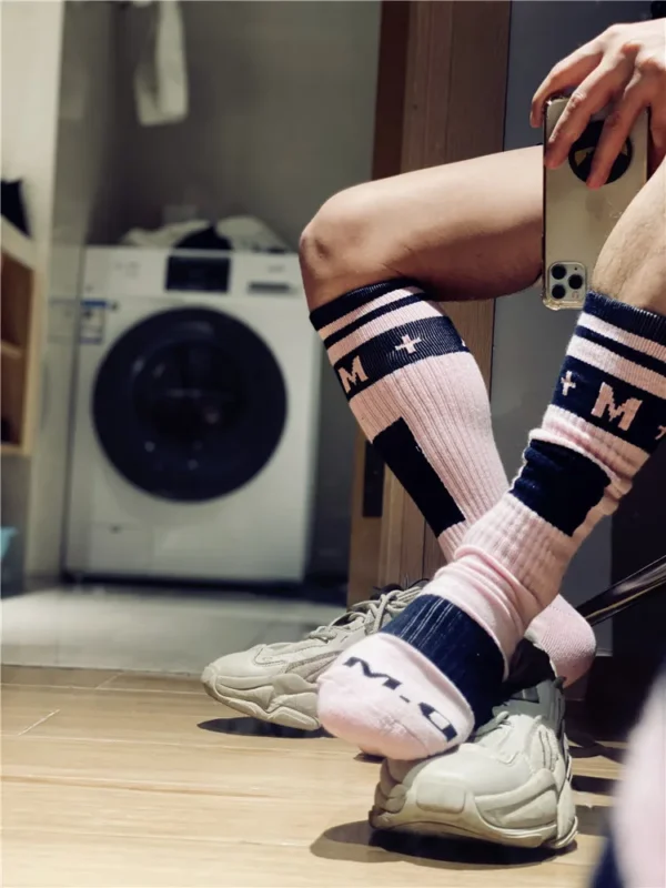 DM Socks - Pink Rugby Style Socks - Image 2