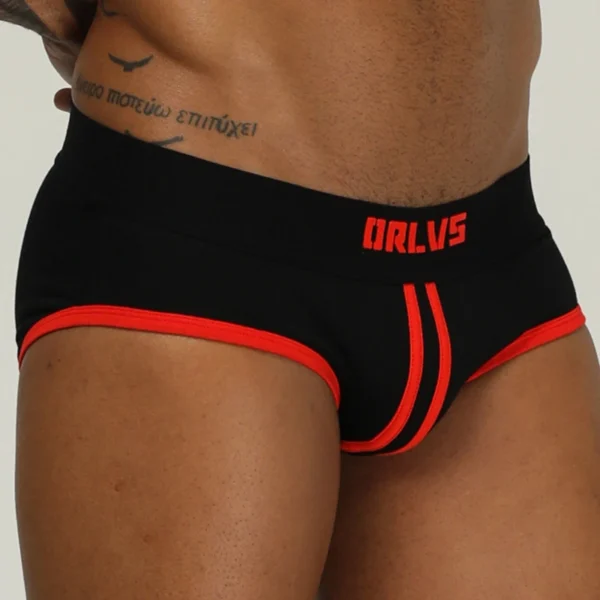 ORLVS - 4 Pack Black & Red Striped Briefs - Image 2
