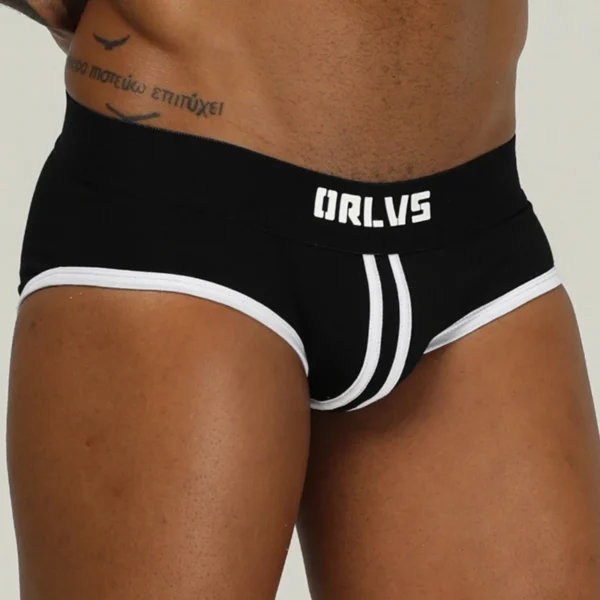 ORLVS - 4 Pack Black & White Striped Briefs - Image 2